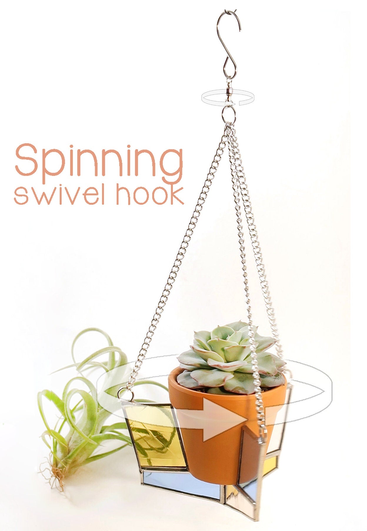Pastels Spinning Stained Glass Plant Hanger