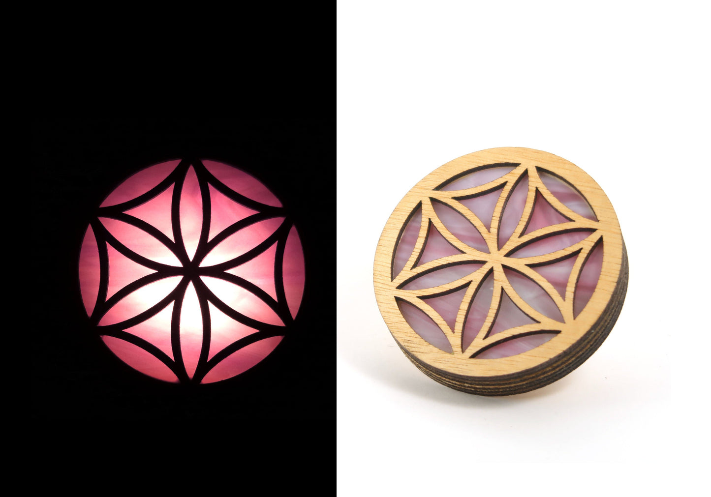 Flower Of Life Stained Glass Night Light | Auto Darkness Sensing LED