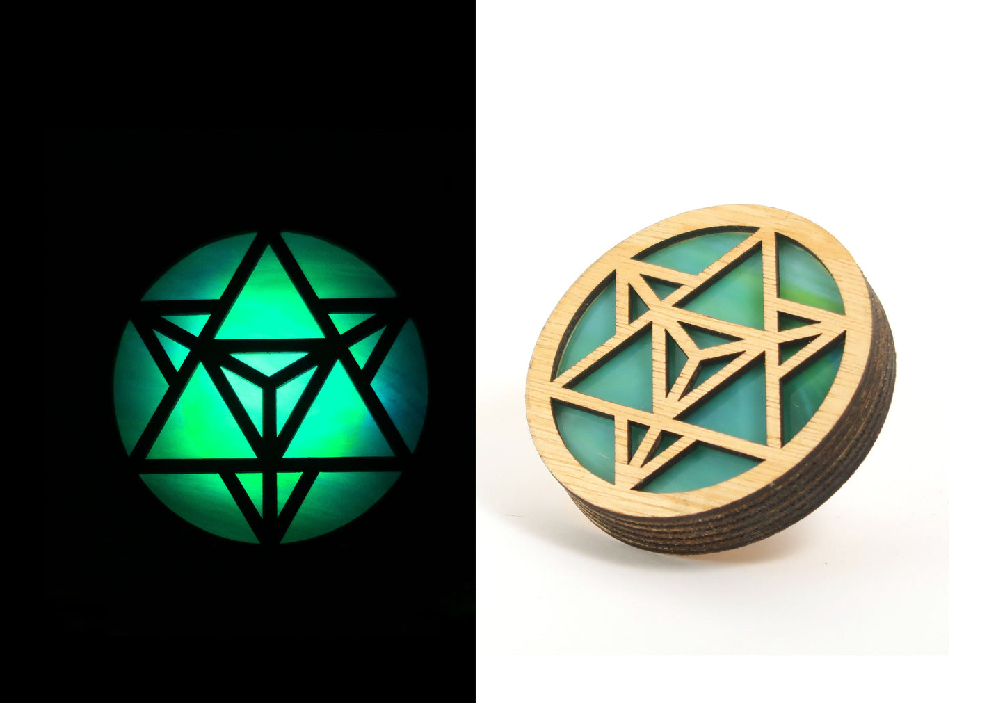 Merkaba Stained Glass Night Light | Auto Darkness Sensing LED