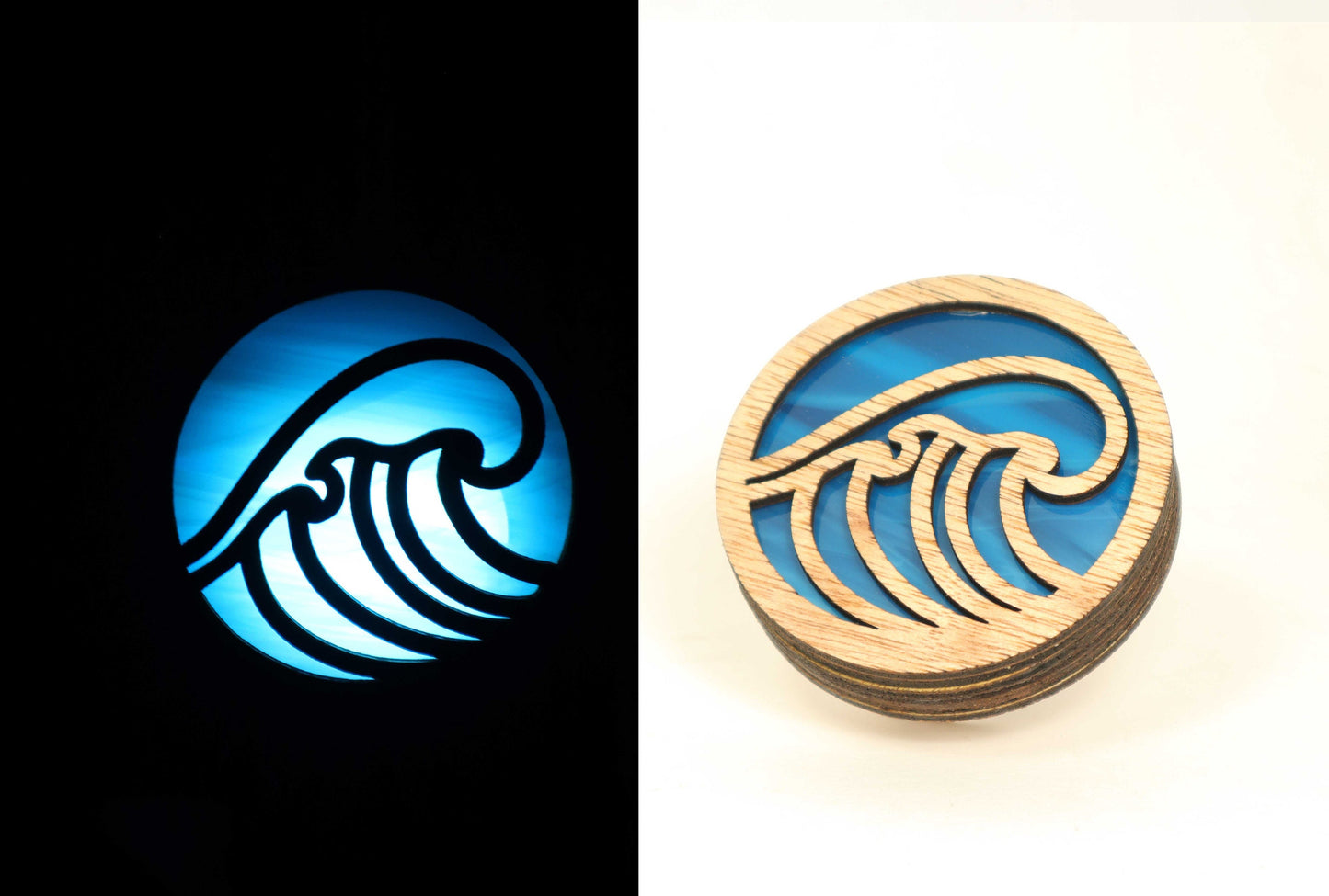 Ocean Wave Stained Glass Night Light | Auto Darkness Sensing LED