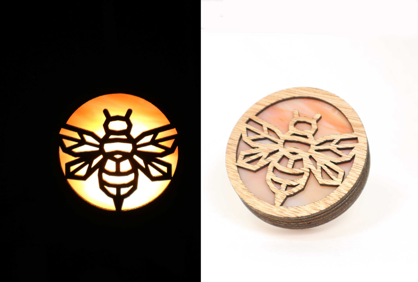 Honey Bee Stained Glass Night Light | Auto Darkness Sensing LED
