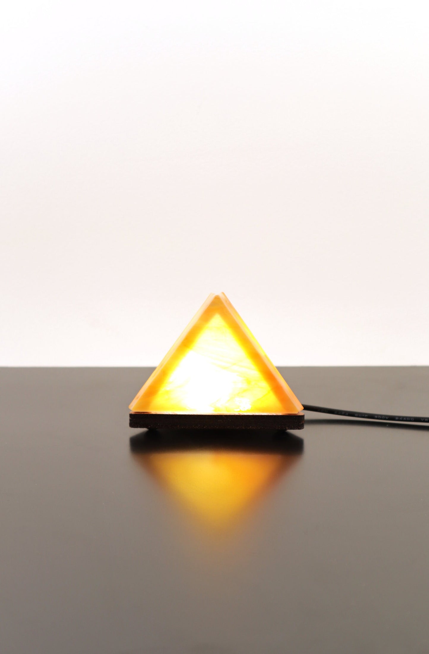 Stained Glass Pyramid Lamp | Gold | USB Powered Dimmable LED Accent Light