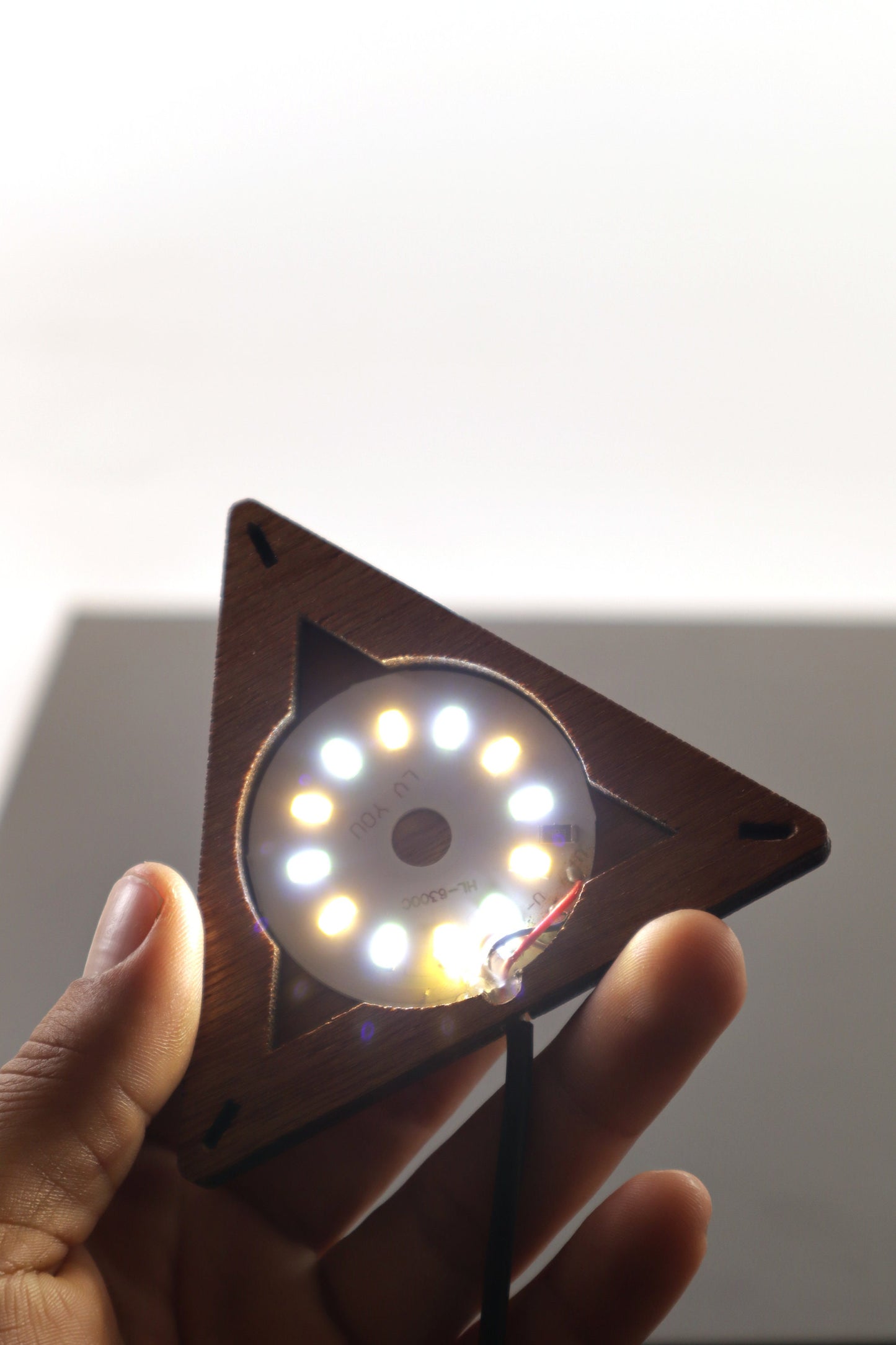 Stained Glass Pyramid Lamp | Mixed Blue | USB Powered Dimmable LED Accent Light