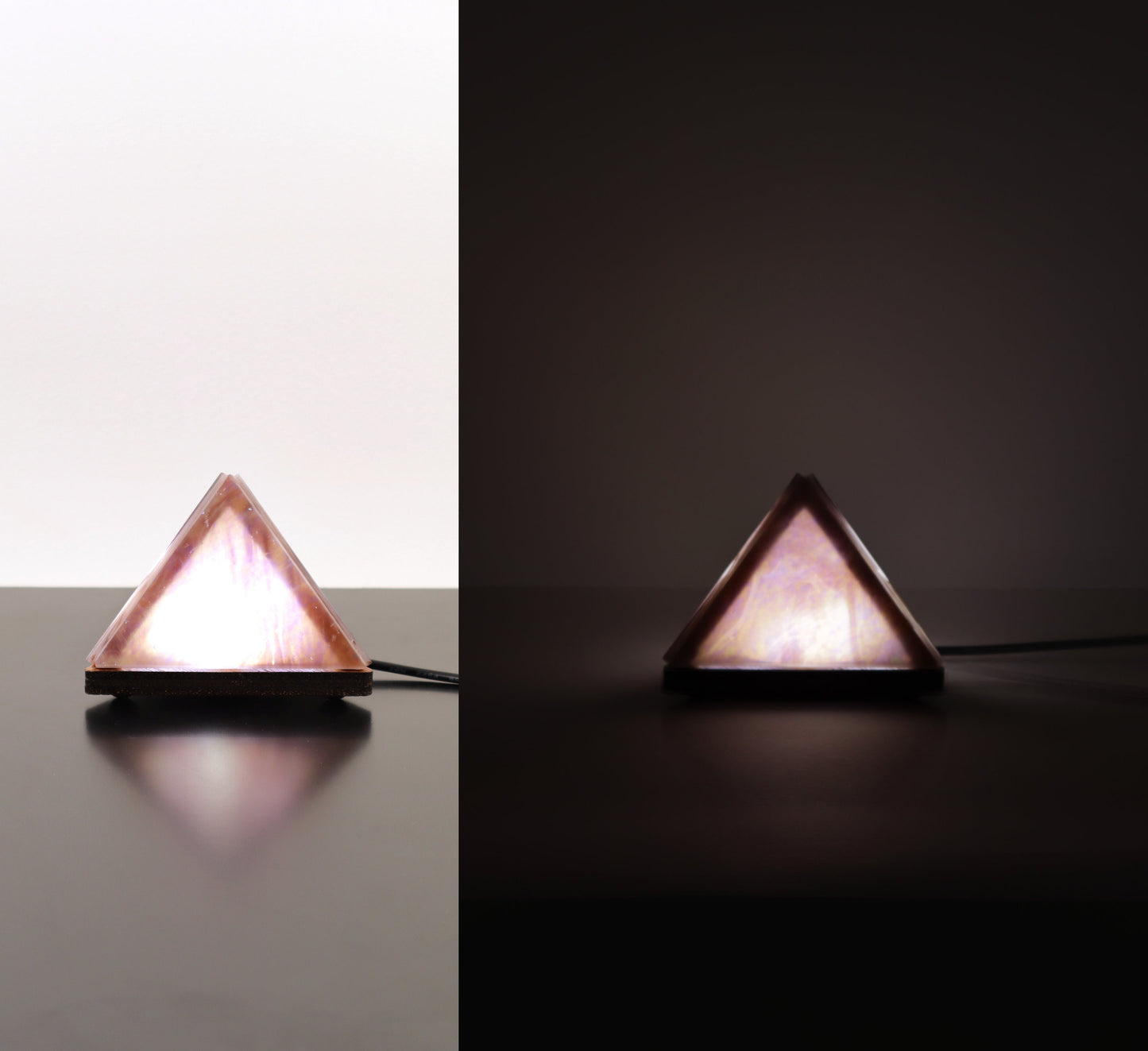 Stained Glass Pyramid Lamp | Iridescent Mauve | USB Powered Dimmable LED Accent Light