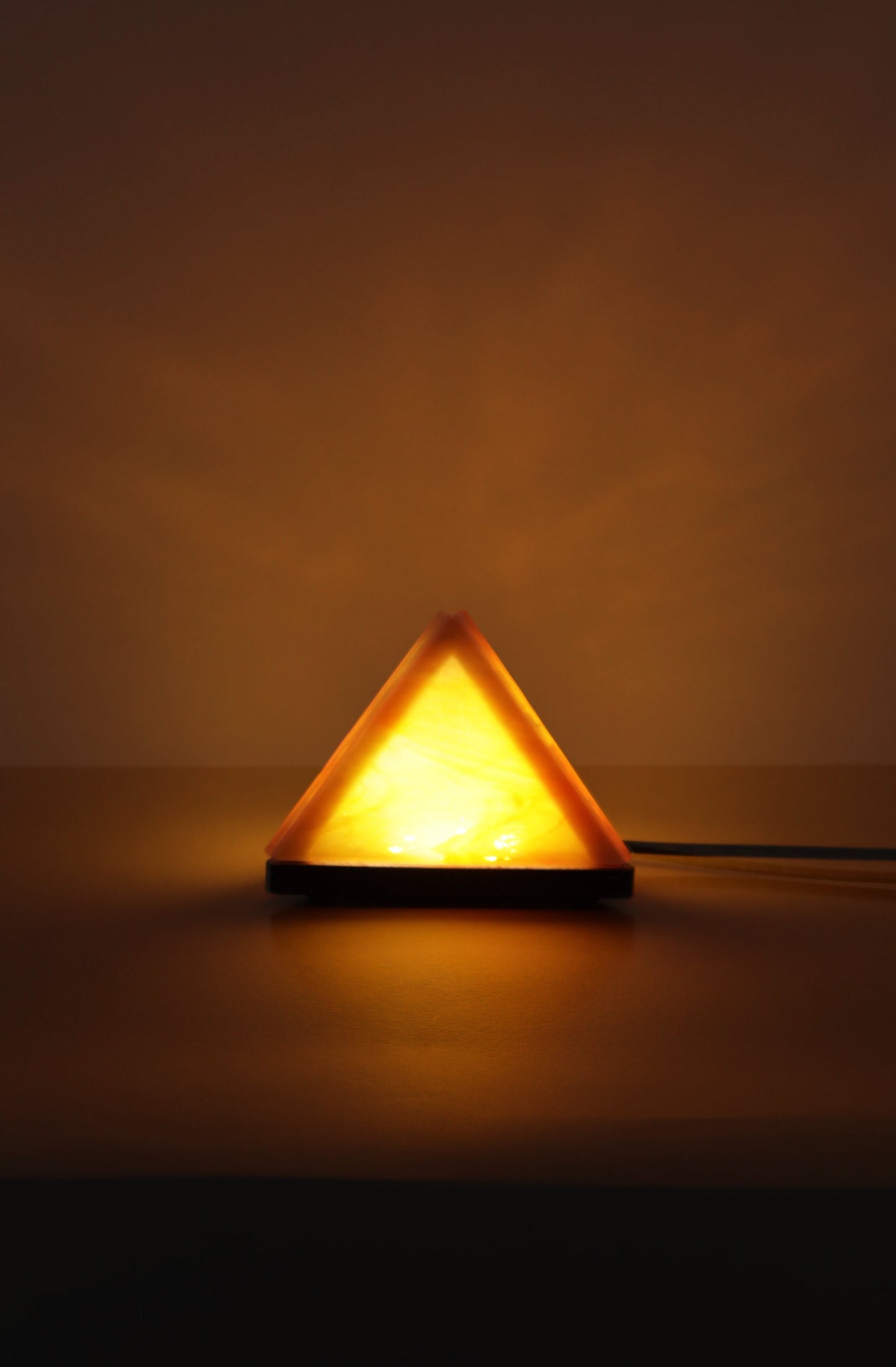 Stained Glass Pyramid Lamp | Gold | USB Powered Dimmable LED Accent Light
