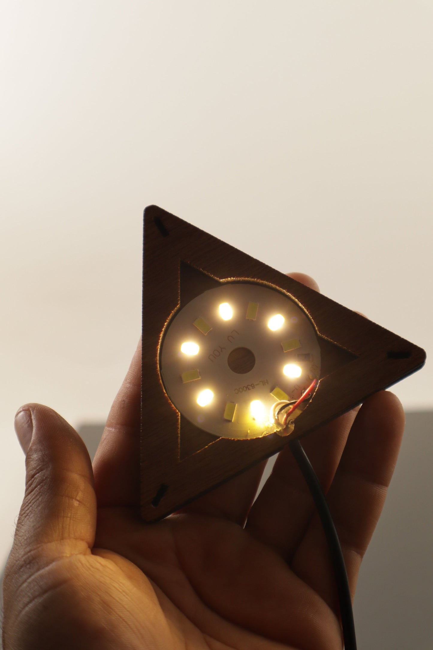 Stained Glass Pyramid Lamp | Gold | USB Powered Dimmable LED Accent Light