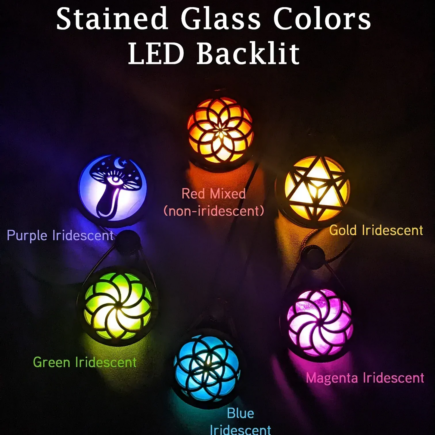Glowing Stained Glass Wooden LED Pendant | Dream Web