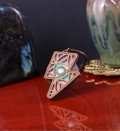 Energy Bolt Iridescent Acrylic in Dark Copper | RGB Fade LED Pendant