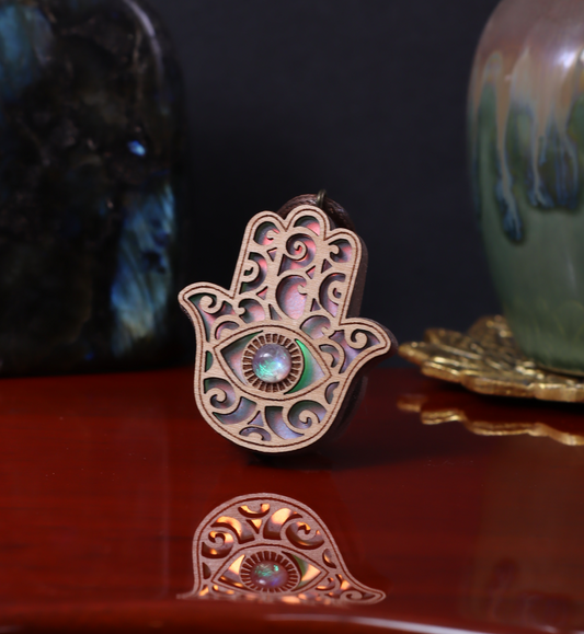 Hamsa Iridescent Acrylic in Dark Copper | RGB Fade LED Pendant