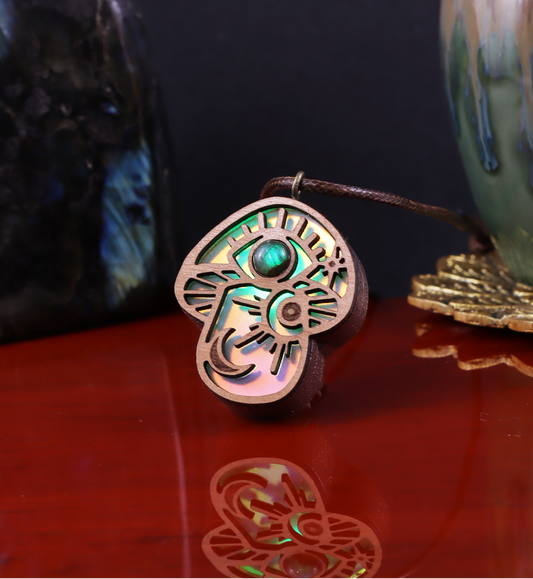 Celestial Shroom Iridescent Acrylic in Dark Copper | RGB Fade LED Pendant