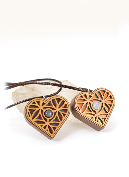 Infinity Heart Iridescent Acrylic in Dark Copper Filament | RGB Fade LED Pendant