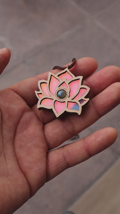 Divine Lotus Iridescent Acrylic in Dark Copper Filament | RGB Fade LED Pendant