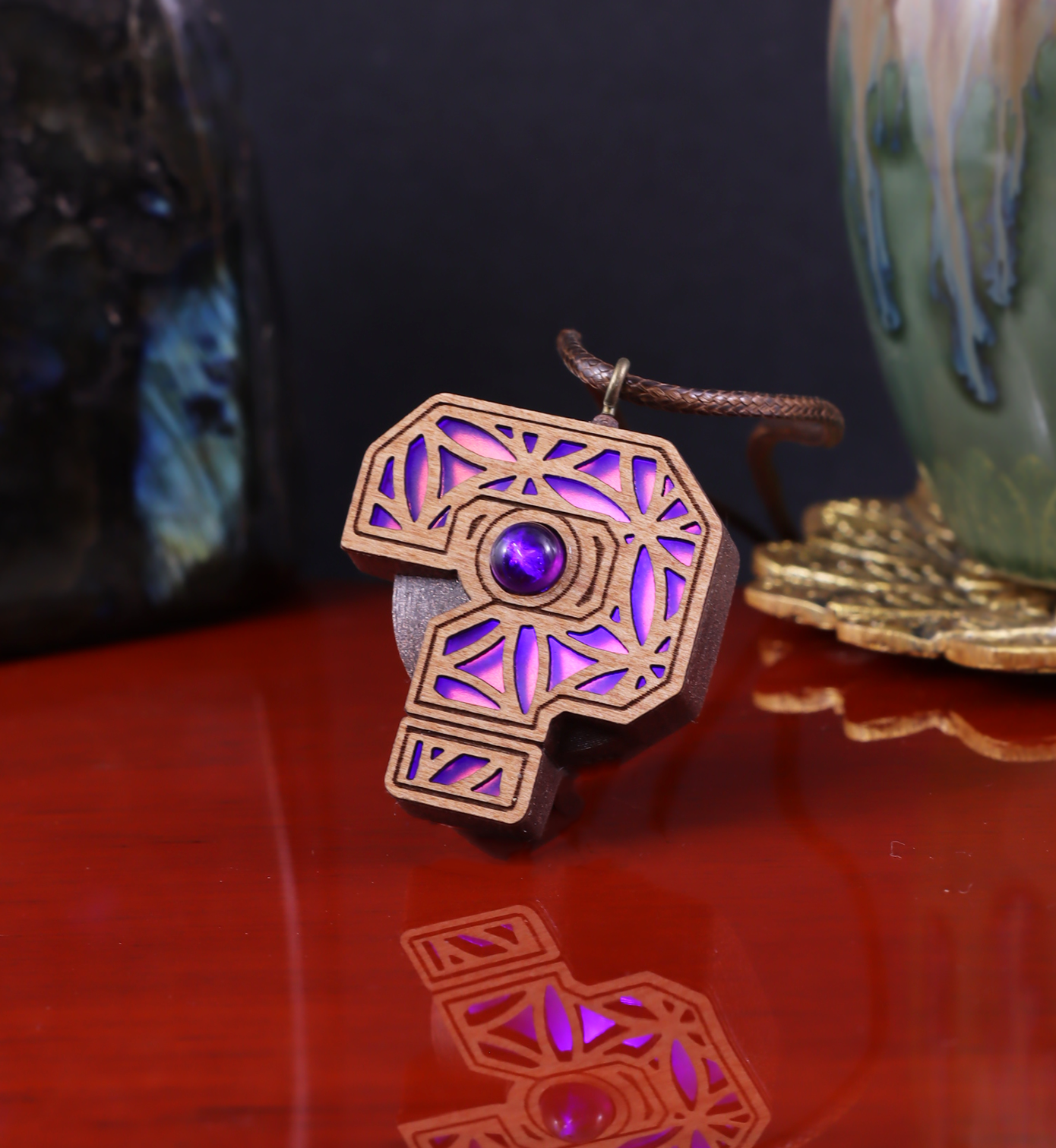 Question Mark Iridescent Acrylic in Dark Copper | RGB Fade LED Pendant