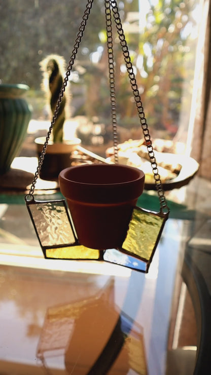 Translucent Pastels Spinning Stained Glass Plant Hanger