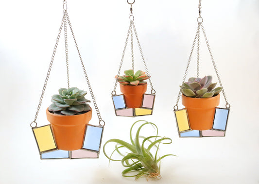Pastels Spinning Stained Glass Plant Hanger