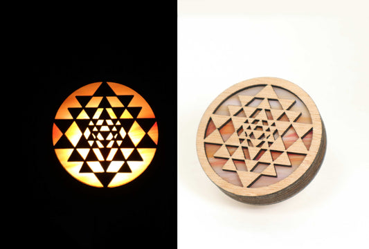 Sri Yantra Stained Glass Night Light | Auto Darkness Sensing LED