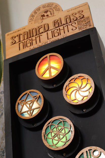 Merkaba Stained Glass Night Light | Auto Darkness Sensing LED