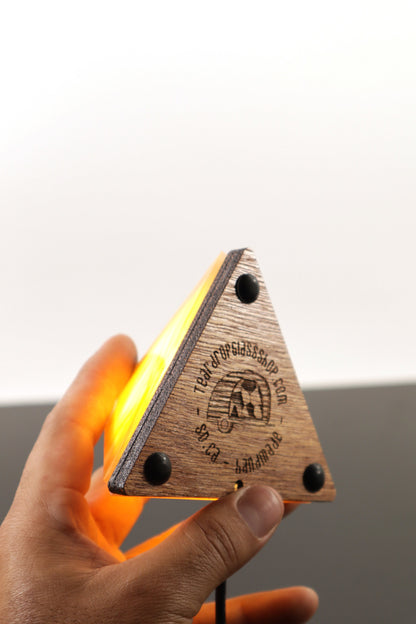 Stained Glass Pyramid Lamp |  Gold | USB Powered Dimmable LED Accent Light