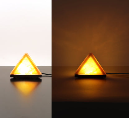 Stained Glass Pyramid Lamp |  Gold | USB Powered Dimmable LED Accent Light