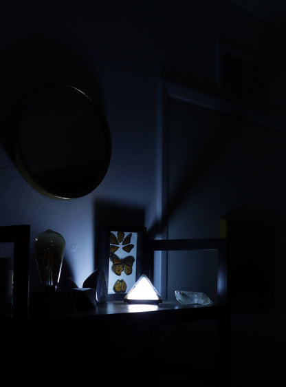Stained Glass Pyramid Lamp | Mixed Blue | USB Powered Dimmable LED Accent Light