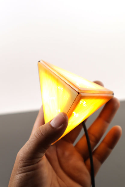Stained Glass Pyramid Lamp |  Gold | USB Powered Dimmable LED Accent Light