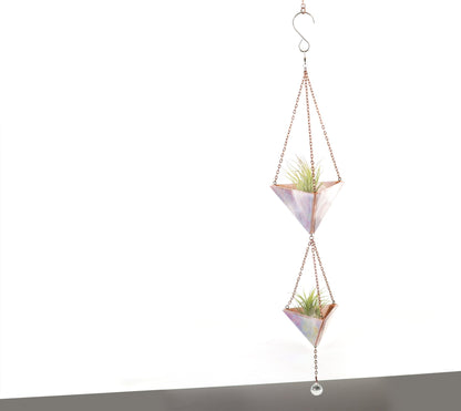 Medium Stained Glass Hanging Pyramid Terrarium Suncatcher