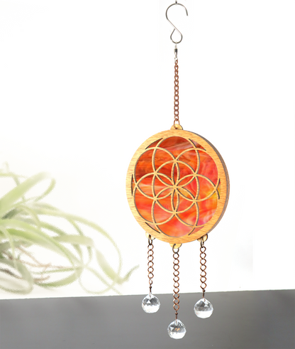 Seed of Life Stained Glass Suncatcher Crystal Hanger